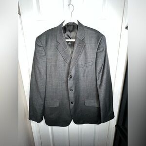 NWT Bill Blass Studio Men’s 46L Gray Super 100’s Wool Blazer Suit Jacket 46 L